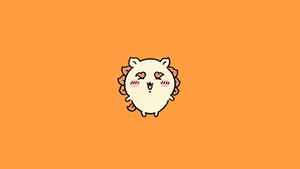 Chiikawa, Nanka Chiisakute Kawaii Yatsu, Adorable, Cute cartoon, Orange background, 4K wallpaper