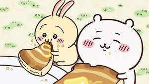 Usagi, Chiikawa, Nanka Chiisakute Kawaii Yatsu, Cute cartoon, Adorable, Light pink background, 4K wallpaper