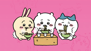 Nanka Chiisakute Kawaii Yatsu, Cute cartoon, Hachiware, Chiikawa, Usagi, Adorable, Pink background, 4K wallpaper