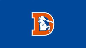 Denver Broncos, Minimal logo, Blue background, Miles Mascot, 4K wallpaper