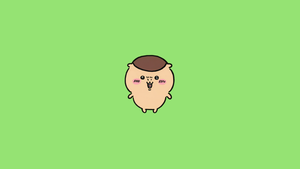 Chiikawa, Nanka Chiisakute Kawaii Yatsu, Adorable, Cute cartoon, Green background, 4K wallpaper