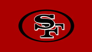 San Francisco 49ers, Red background, American football team, 4K wallpaper