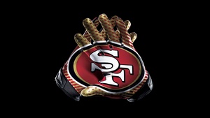 San Francisco 49ers, Gloves, Black background, American football team, 4K wallpaper