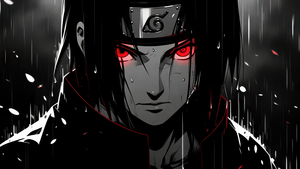 Itachi Uchiha, Dark aesthetic, Dark background, Monochrome, Naruto, 4K wallpaper
