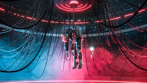 Cyberpunk, Neon art, Chandelier, Science fiction, Digital Art, 4K wallpaper