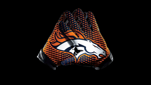 Denver Broncos, Gloves, American football team, NFL team, Black background, AMOLED, Miles Mascot, 4K wallpaper