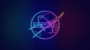 NASA, Neon logo, Dark blue, Aesthetic, 4K wallpaper