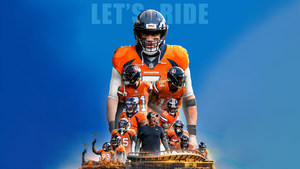 NFL team, Denver Broncos, Blue background, 4K wallpaper