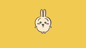 Usagi, Nanka Chiisakute Kawaii Yatsu, Yellow background, Adorable, Cute cartoon, 4K wallpaper