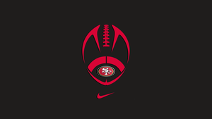 San Francisco 49ers, Minimal logo, Dark background, 4K wallpaper