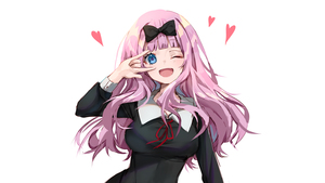 Anime girl, Chika Fujiwara, Kaguya-sama: Love is War, White background, 4K wallpaper