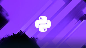 Python, Logo, Purple background, Programming language, 4K wallpaper