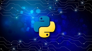 Python, Programming language, Blue background, Logo, 4K wallpaper