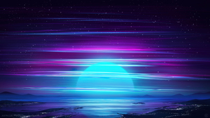 Midnight, Vaporwave, Surrealism, Digital Art, Sunset, Horizon, Reflection, 4K wallpaper