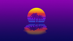 Synthwave, Gradient background, Palm trees, Retrowave, Sunset, Neon art, Aesthetic, 4K wallpaper