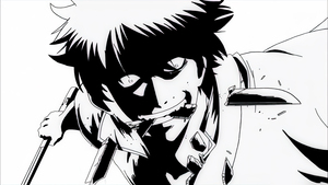 Gintoki Sakata, Black and White, Gintama, White background, Minimalist, 4K wallpaper