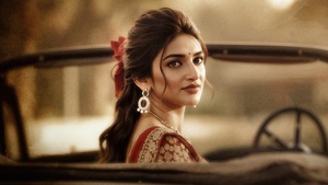 Sreeleela, Vintage, Portrait, Indian actress, Saree, 4K wallpaper