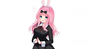 Chika Fujiwara, Anime girl, White background, Kaguya-sama: Love is War, 4K wallpaper