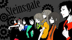 Steins;Gate, Character art, Luka Urushibara, Itaru Hashida, Mayuri Shiina, Suzuha Amane, Faris Nyannyan, Rintaro Okabe, Kurisu Makise, Moeka Kiryū, 4K wallpaper