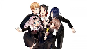Kaguya-sama: Love is War, White background, Chika Fujiwara, Miyuki Shirogane, Yuu Ishigami, Kaguya Shinomiya, 4K wallpaper