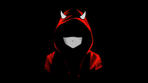 Devil, Hooded Man, Mask, Black background, AMOLED, Hoodie, 4K wallpaper