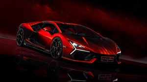 Lamborghini Revuelto Opera Unica, Red background, 4K wallpaper