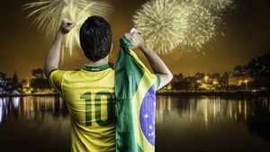 Brazilian Football Player, Fireworks, FIFA World Cup, 4K wallpaper
