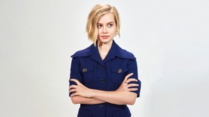 Angourie Rice, Australian actress, White background, 4K wallpaper