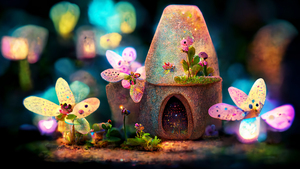 Fairy house, Bokeh Background, Midjourney, Magical forest, Colorful background, 4K wallpaper