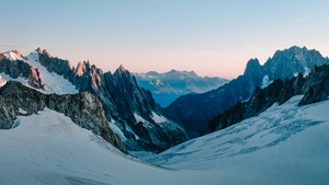 Snowcapped mountains, Landscape, Dawn, Early Morning, 4K wallpaper