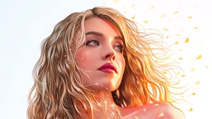 Sydney Sweeney, Digital Art, American actress, Beautiful actress, Girly backgrounds, 4K wallpaper