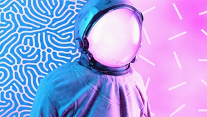 Space suit, Vaporwave, Pink background, Experiment, CGI, Faceless, 4K wallpaper