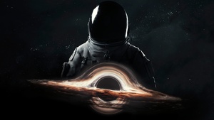 Astronaut, Wormhole, Cosmos, Gargantua black hole, 4K wallpaper