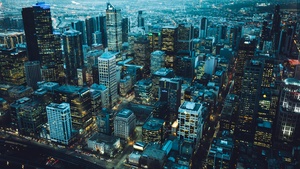 Cityscape, Birds eye view, Buildings, City night, 4K wallpaper