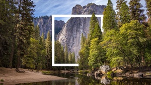 Forest, Yosemite National Park, Geometric, Square, Lake, Mountains, Natural Abstraction, 4K wallpaper