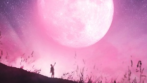 Moon, Dream, Surreal, Stars in sky, Pink background, 4K wallpaper
