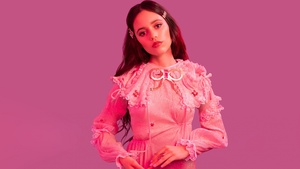 Jenna Ortega, Pink, American actress, Pink background, 4K wallpaper