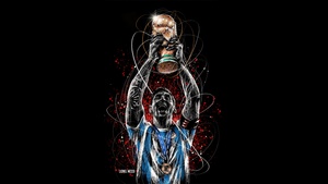 Lionel Messi, World Cup 2022, Black background, Artwork, AMOLED, 4K wallpaper