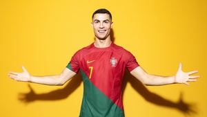 Cristiano Ronaldo, Yellow background, Portugal football player, Portuguese soccer player, 4K wallpaper