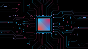 CPU, Circuit board, Black background, AMOLED, 4K wallpaper
