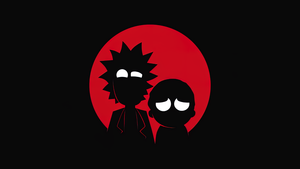 Rick and Morty, AMOLED, Rick Sanchez, Morty Smith, Silhouette, Black background, Simple, 4K wallpaper