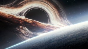 Gargantua black hole, Planet Earth, Cosmos, 4K wallpaper