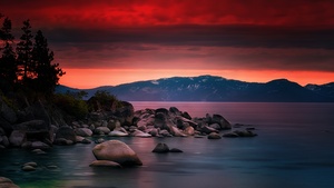Lake Tahoe, Dusk, Long exposure, Sunset, 4K wallpaper