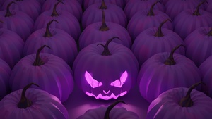 Halloween Pumpkin, Purple aesthetic, Scary, Purple background, Spooky, 4K wallpaper