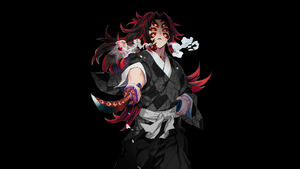 Kokushibo, Black background, Demon Slayer: Kimetsu no Yaiba, 4K wallpaper