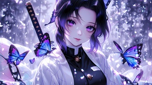 Purple aesthetic, Shinobu Kocho, Demon Slayer: Kimetsu no Yaiba, 4K wallpaper