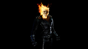 Ghost Rider, Black background, Marvel Superheroes, AMOLED, Skull, Fire, 4K wallpaper