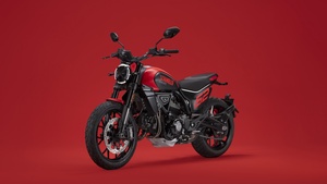 Ducati Scrambler Full Throttle, 2023, Red background, 4K wallpaper