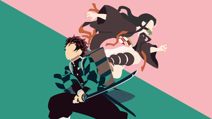 Demon Slayer: Kimetsu no Yaiba, Nezuko Kamado, Tanjiro Kamado, Simple, 4K wallpaper