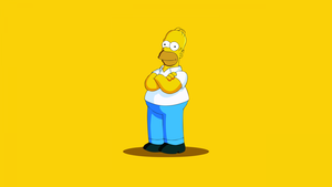 Homer Simpson, The Simpsons, Yellow background, Minimalist, Simple, 4K wallpaper